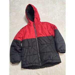 Whales Tail Outerwear- Boys Heavy Duty Outdoor Coat Black And Red Puffer Size 8